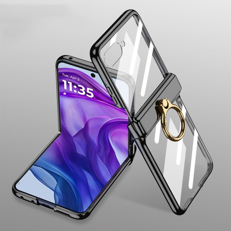 For Motorola Razr 50 GKK Integrated Magnetic Folding Phantom Rotary Phone Case with Ring Holder(Black) by GKK