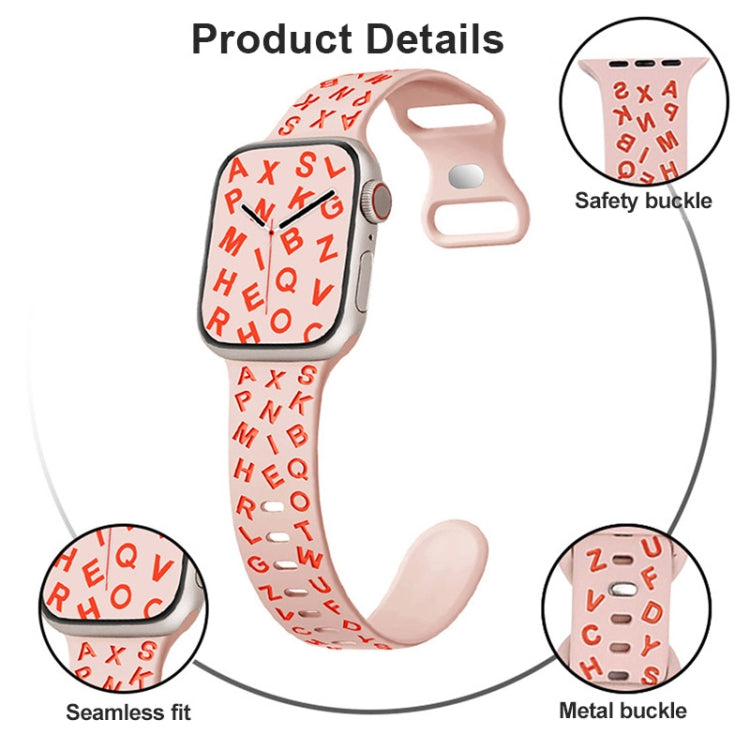 For Apple Watch Ultra 49mm English Letters Style Butterfly Buckle Silicone Watch Band(Pink Sand Orange) by bashfashion