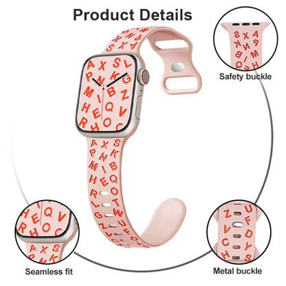 For Apple Watch Ultra 2 49mm English Letters Style Butterfly Buckle Silicone Watch Band(Pink Sand Orange) by bashfashion