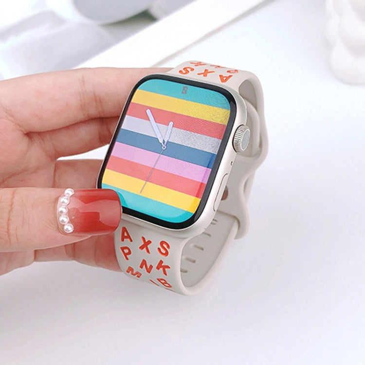 For Apple Watch Ultra 2 49mm English Letters Style Butterfly Buckle Silicone Watch Band(Wine Red Black) by bashfashion