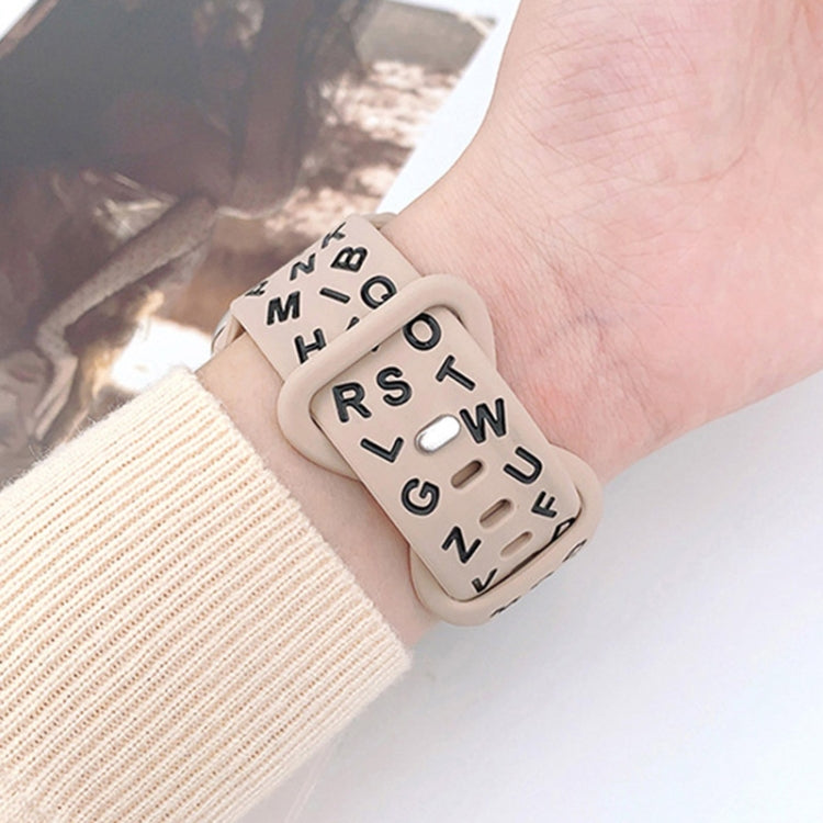 For Apple Watch Ultra 49mm English Letters Style Butterfly Buckle Silicone Watch Band(Pink Sand Orange) by bashfashion