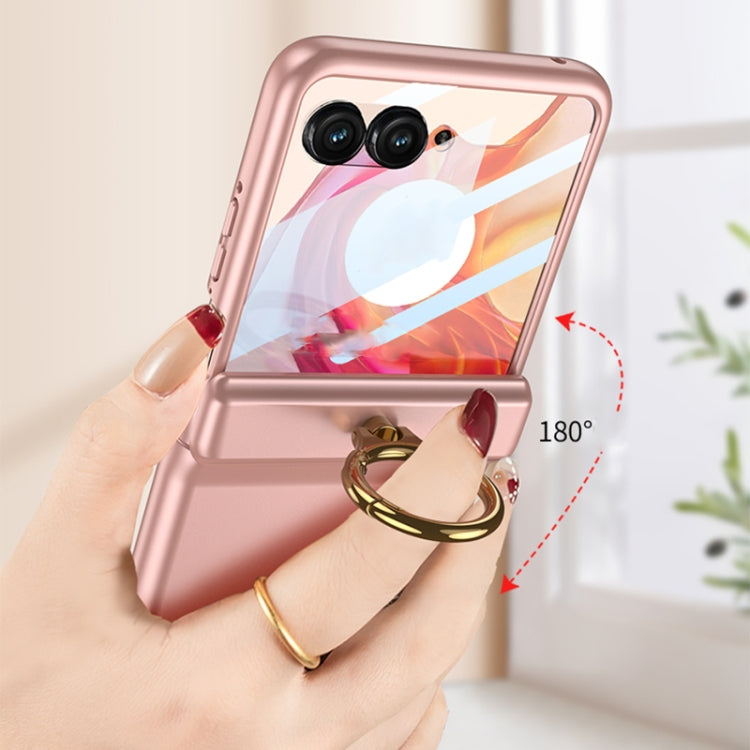 For Motorola Razr 50 Ultra GKK Integrated Magnetic Hinged Flip Case with Ring Holder(Pink) by GKK