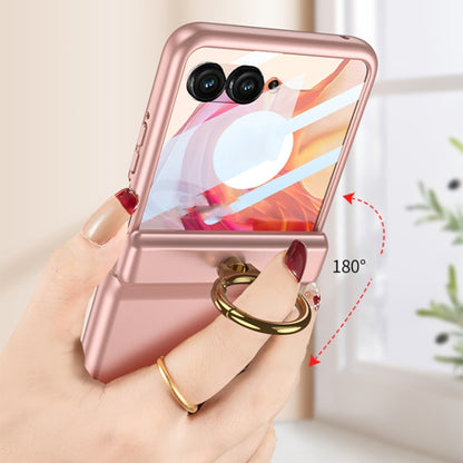 For Motorola Razr 50 Ultra GKK Integrated Magnetic Hinged Flip Case with Ring Holder(Pink) by GKK