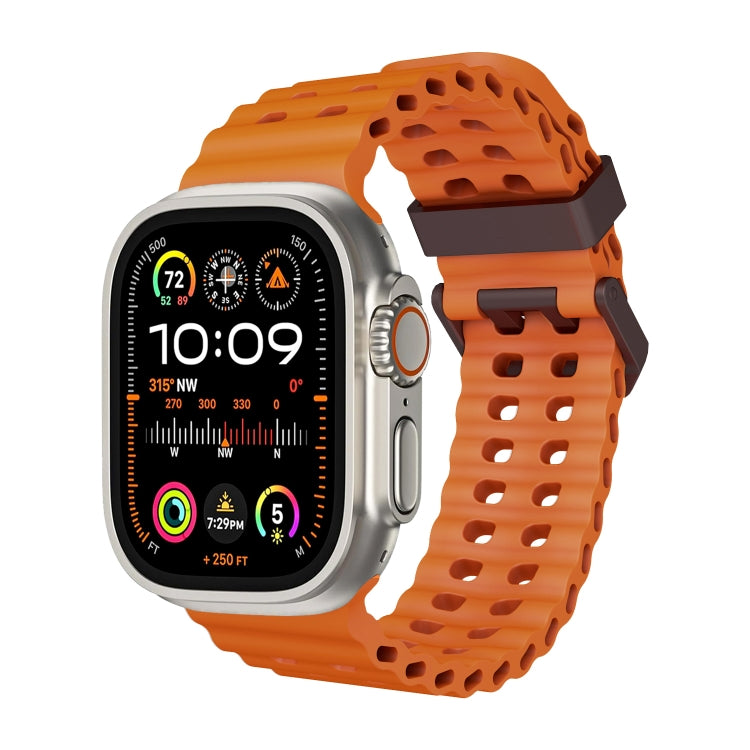For Apple Watch Ultra 2 49mm Ocean Dual-Row Hole Silicone Watch Band(Orange) by bashfashion