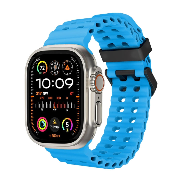 For Apple Watch Ultra 2 49mm Ocean Dual-Row Hole Silicone Watch Band(Blue) by bashfashion