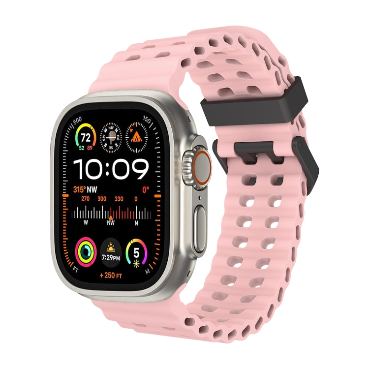 For Apple Watch Ultra 2 49mm Ocean Dual-Row Hole Silicone Watch Band(Vintage Rose) by bashfashion