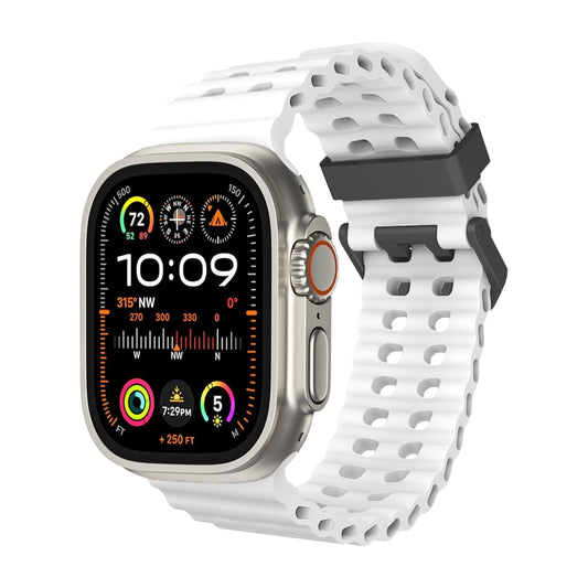 For Apple Watch Ultra 49mm Ocean Dual-Row Hole Silicone Watch Band(White) by bashfashion