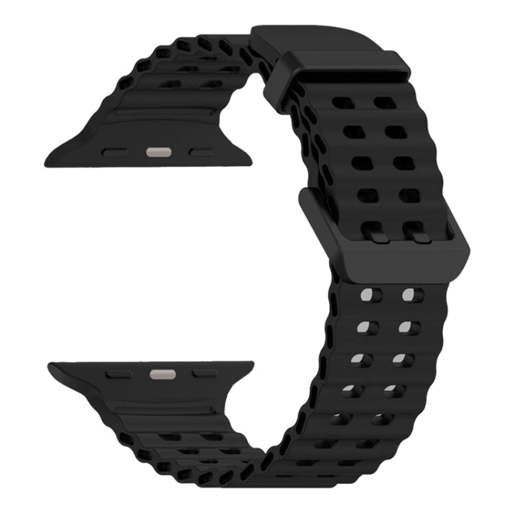 For Apple Watch Ultra 49mm Ocean Dual-Row Hole Silicone Watch Band(Black) by bashfashion