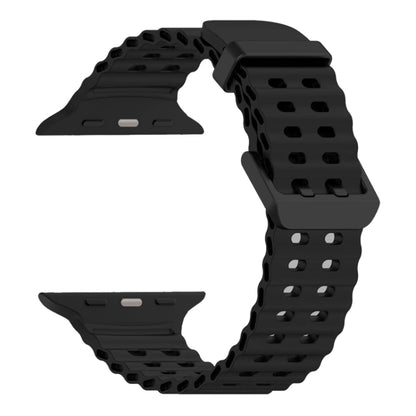 For Apple Watch Ultra 49mm Ocean Dual-Row Hole Silicone Watch Band(Black) by bashfashion