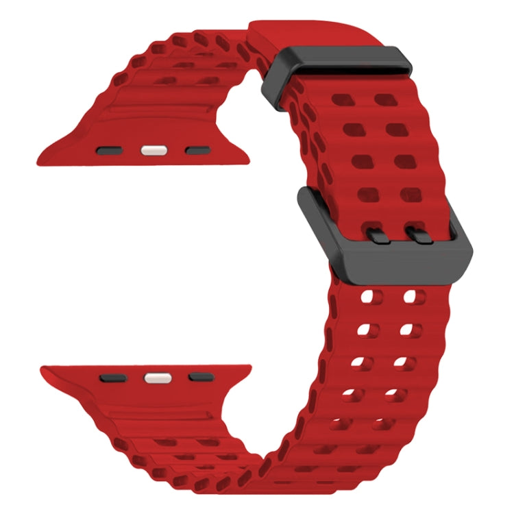 For Apple Watch Ultra 49mm Ocean Dual-Row Hole Silicone Watch Band(Red) by bashfashion