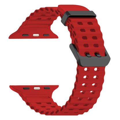For Apple Watch Ultra 49mm Ocean Dual-Row Hole Silicone Watch Band(Red) by bashfashion