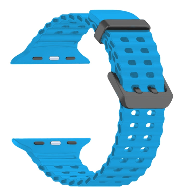 For Apple Watch Ultra 49mm Ocean Dual-Row Hole Silicone Watch Band(Blue) by bashfashion
