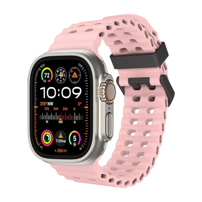 For Apple Watch Ultra 49mm Ocean Dual-Row Hole Silicone Watch Band(Vintage Rose) by bashfashion