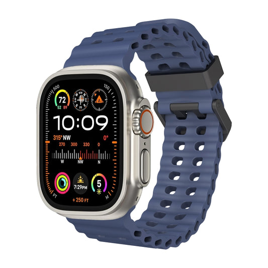 For Apple Watch Ultra 49mm Ocean Dual-Row Hole Silicone Watch Band(Midnight Blue) by bashfashion