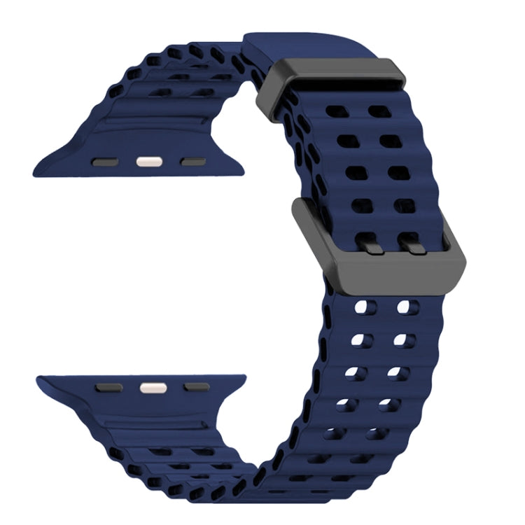 For Apple Watch Ultra 49mm Ocean Dual-Row Hole Silicone Watch Band(Midnight Blue) by bashfashion