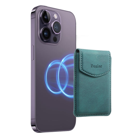 Denior V12 MagSafe Magnetic Phone PU Card Sleeve(Blue) by Denior
