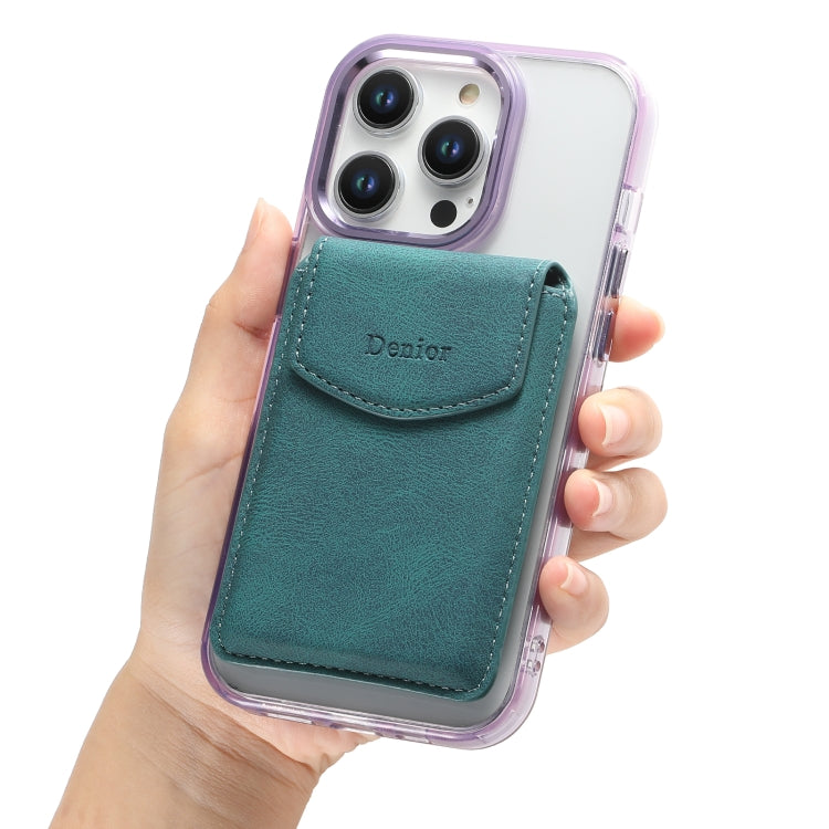 Denior V12 MagSafe Magnetic Phone PU Card Sleeve(Blue) by Denior