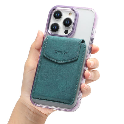 Denior V12 MagSafe Magnetic Phone PU Card Sleeve(Blue) by Denior