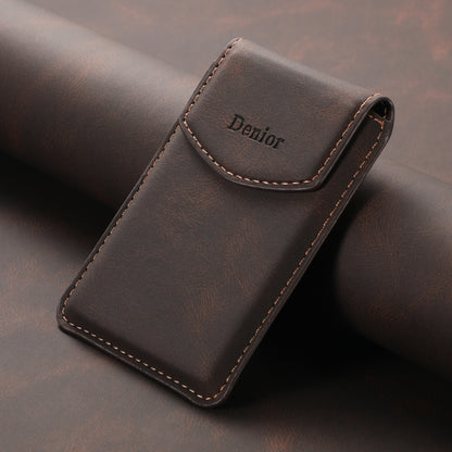 Denior V12 MagSafe Magnetic Phone PU Card Sleeve(Brown) by Denior