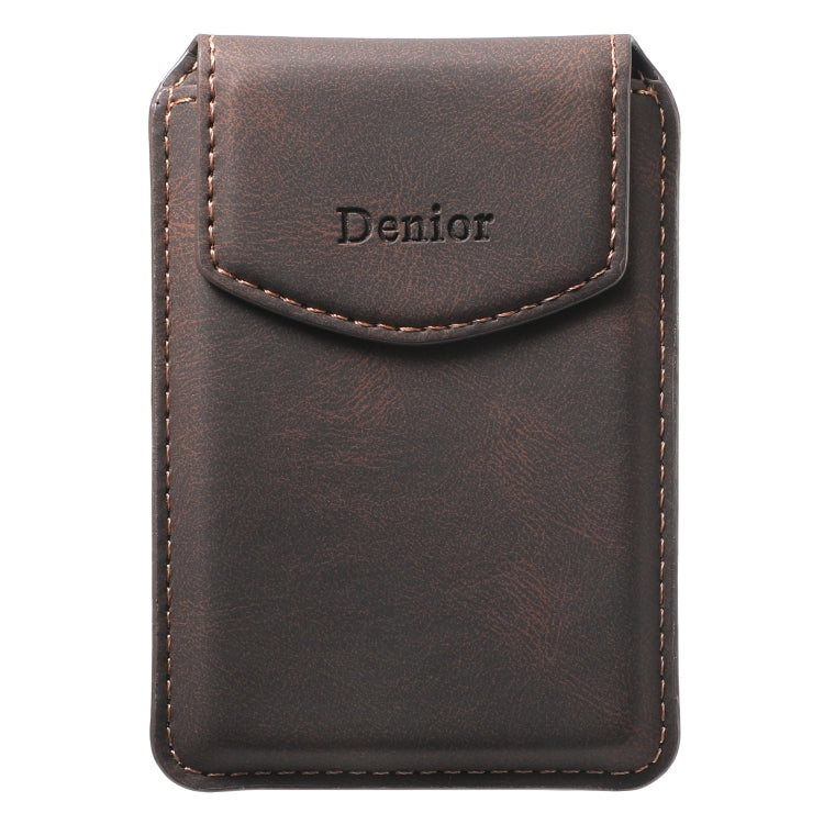 Denior V12 MagSafe Magnetic Phone PU Card Sleeve(Brown) by Denior