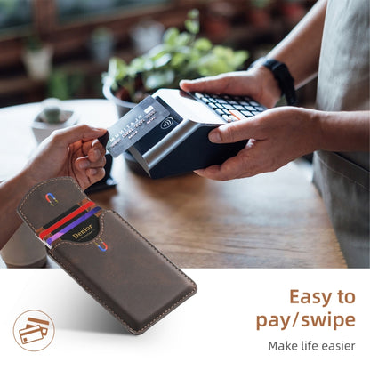 Denior V12 MagSafe Magnetic Phone PU Card Sleeve(Brown) by Denior