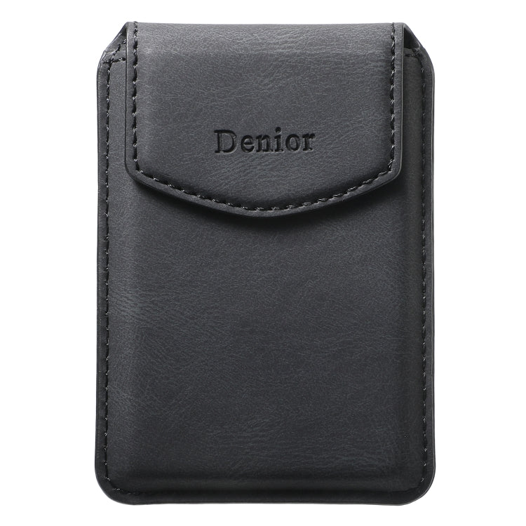 Denior V12 MagSafe Magnetic Phone PU Card Sleeve(Black) by Denior