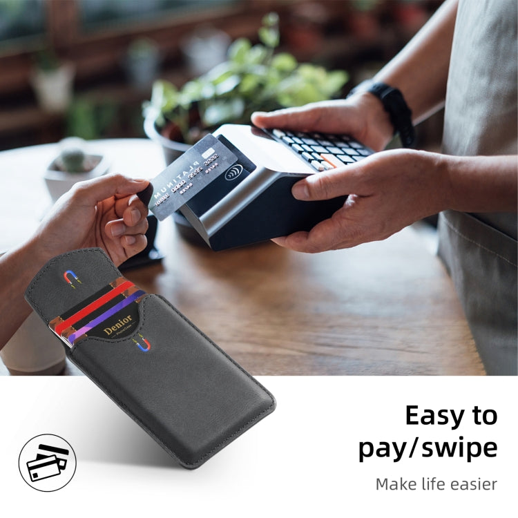 Denior V12 MagSafe Magnetic Phone PU Card Sleeve(Black) by Denior