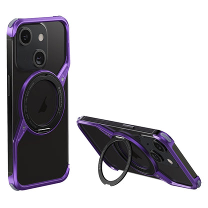 For iPhone 15 Frameless Rotation Holder Magsafe Metal Phone Case(Dark Purple) by bashfashion