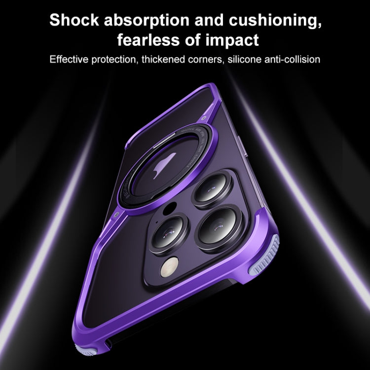 For iPhone 16 Pro Frameless Rotation Holder Magsafe Metal Phone Case(Space Gray) by bashfashion