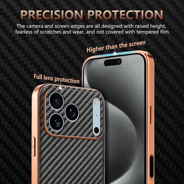 For iPhone 17 Pro Max AZNS Electroplated Edge Carbon Fiber Texture Phone Case(Black) by AZNS