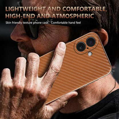 For iPhone 17 AZNS Electroplated Edge Carbon Fiber Texture Phone Case(Brown) by AZNS