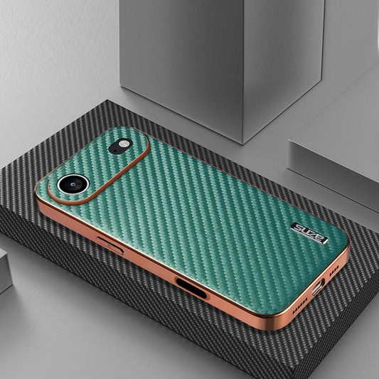 For iPhone Air AZNS Electroplated Edge Carbon Fiber Texture Phone Case(Green) by AZNS