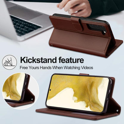 For Samsung Galaxy S25 5G LC.IMEEKE L2 Series Detachable Magsafe PU Phone Case with Lanyard(Brown) by LC.IMEEKE