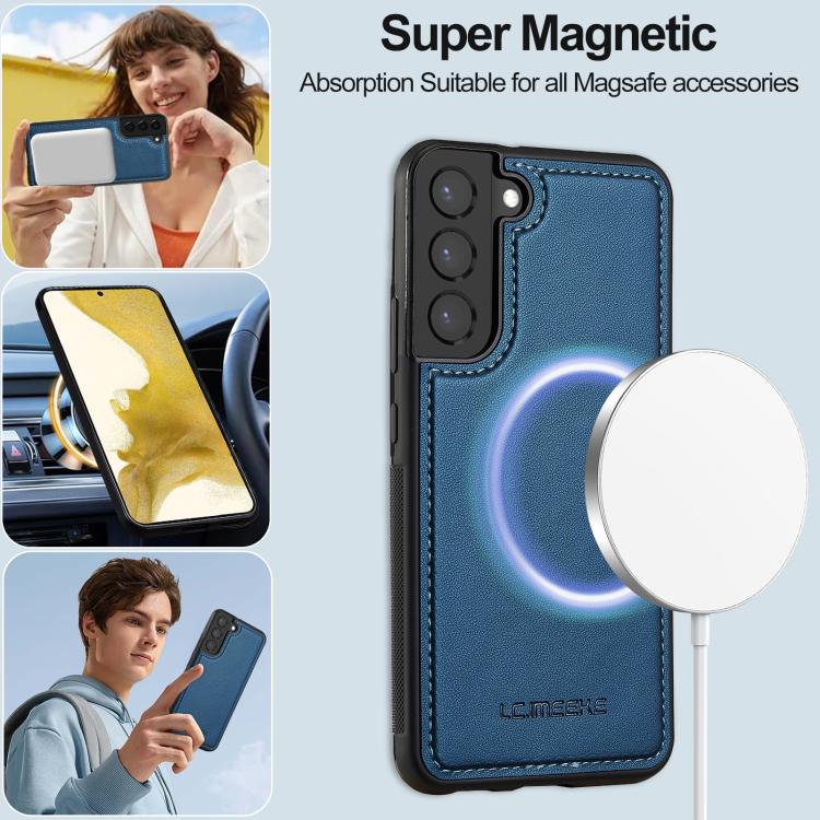 For Samsung Galaxy S25+ 5G LC.IMEEKE L2 Series Detachable Magsafe PU Phone Case with Lanyard(Blue) by LC.IMEEKE
