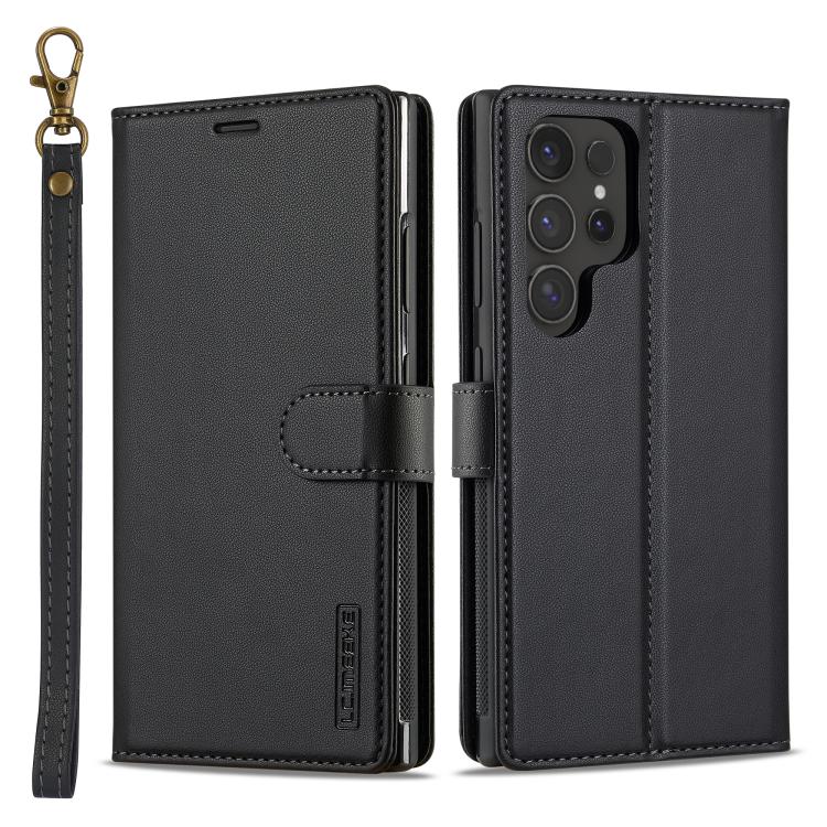 For Samsung Galaxy S25 Ultra 5G LC.IMEEKE L2 Series Detachable Magsafe PU Phone Case with Lanyard(Black) by LC.IMEEKE