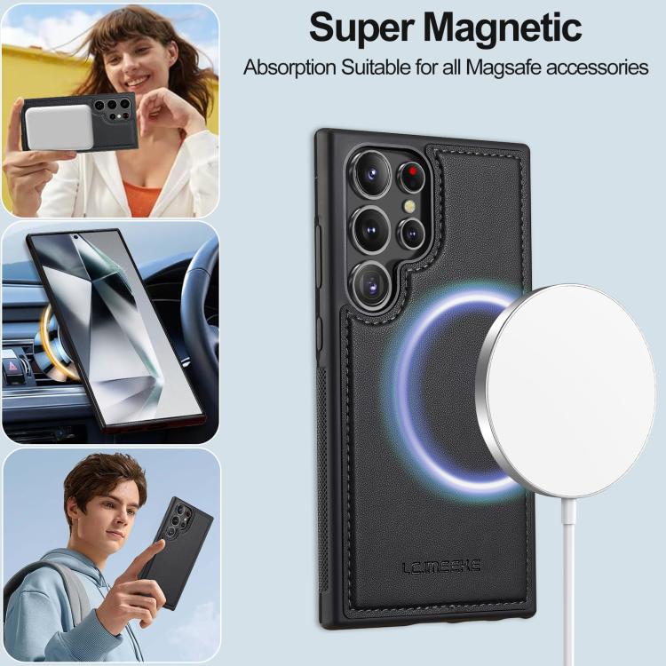 For Samsung Galaxy S25 Ultra 5G LC.IMEEKE L2 Series Detachable Magsafe PU Phone Case with Lanyard(Black) by LC.IMEEKE