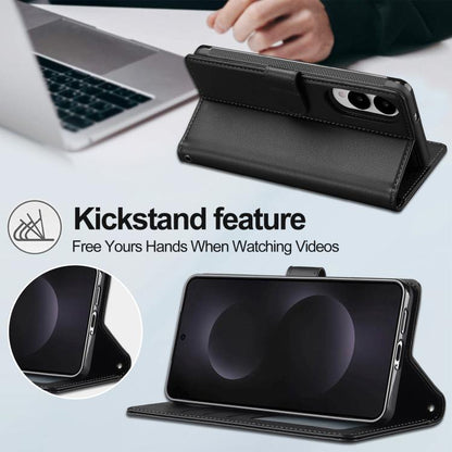 For Samsung Galaxy S25 Edge 5G LC.IMEEKE L2 Series Detachable Magsafe PU Phone Case with Lanyard(Black) by LC.IMEEKE