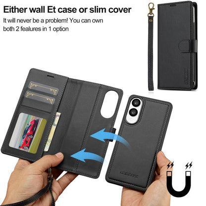 For Samsung Galaxy S25 Edge 5G LC.IMEEKE L2 Series Detachable Magsafe PU Phone Case with Lanyard(Black) by LC.IMEEKE