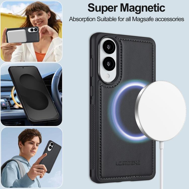 For Samsung Galaxy S25 Edge 5G LC.IMEEKE L2 Series Detachable Magsafe PU Phone Case with Lanyard(Black) by LC.IMEEKE