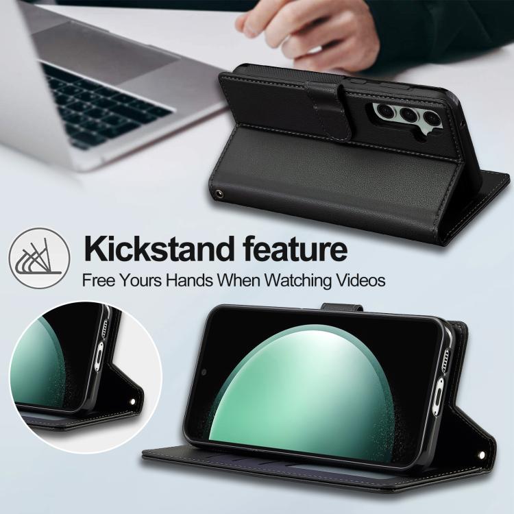 For Samsung Galaxy A56 5G LC.IMEEKE L2 Series Detachable Magsafe PU Phone Case with Lanyard(Black) by LC.IMEEKE