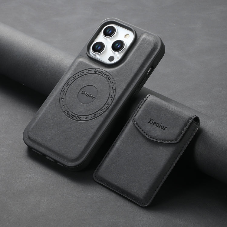 For iPhone 16 Pro Max Denior D19 Skin Feel MagSafe Detachable Card Slot Phone Case(Black) by Denior