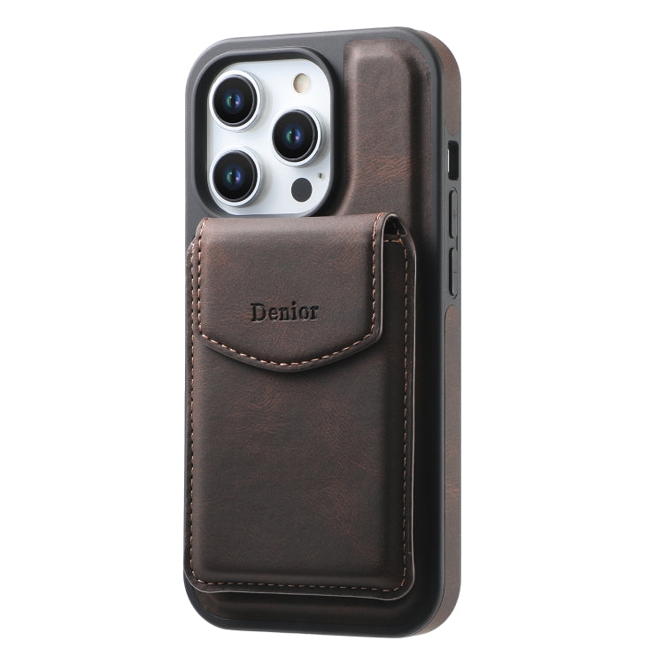 For iPhone 16 Pro Denior D19 Skin Feel MagSafe Detachable Card Slot Phone Case(Brown) by Denior