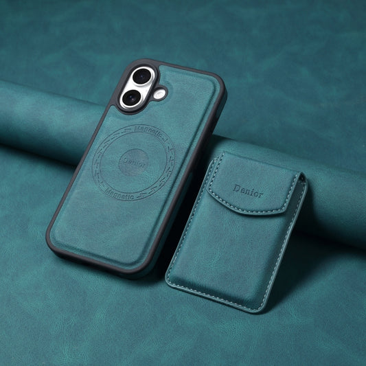 For iPhone 16 Plus Denior D19 Skin Feel MagSafe Detachable Card Slot Phone Case(Blue) by Denior