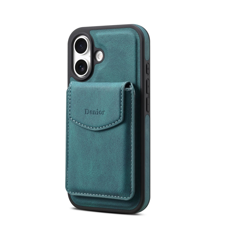 For iPhone 16 Plus Denior D19 Skin Feel MagSafe Detachable Card Slot Phone Case(Blue) by Denior