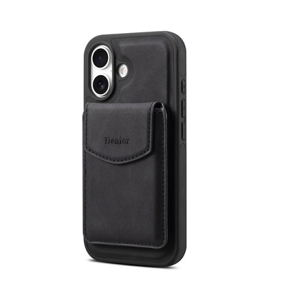 For iPhone 16 Plus Denior D19 Skin Feel MagSafe Detachable Card Slot Phone Case(Black) by Denior