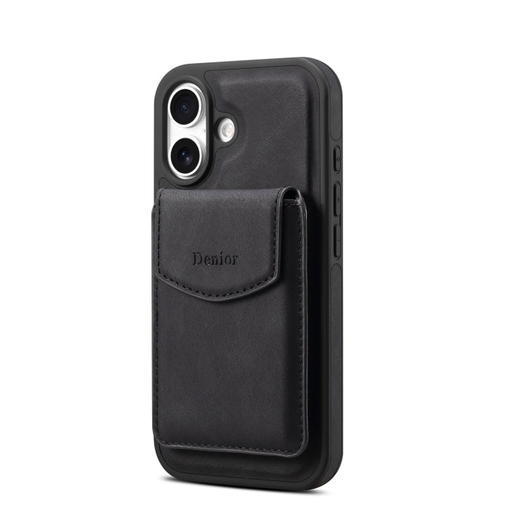 For iPhone 16 Denior D19 Skin Feel MagSafe Detachable Card Slot Phone Case(Black) by Denior