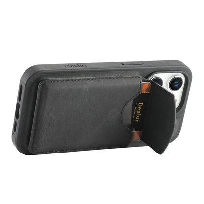 For iPhone 15 Pro Denior D19 Skin Feel MagSafe Detachable Card Slot Phone Case(Black) by Denior