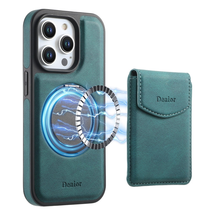 For iPhone 16 Pro Denior D20 Skin Feel MagSafe Holder Detachable Card Slot Phone Case(Blue) by Denior