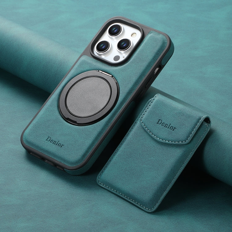 For iPhone 15 Pro Denior D20 Skin Feel MagSafe Holder Detachable Card Slot Phone Case(Blue) by Denior