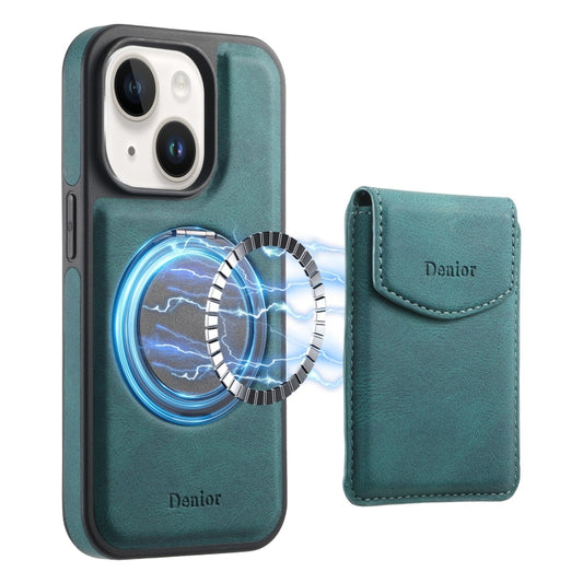 For iPhone 15 Plus / 14 Plus Denior D20 Skin Feel MagSafe Holder Detachable Card Slot Phone Case(Blue) by Denior